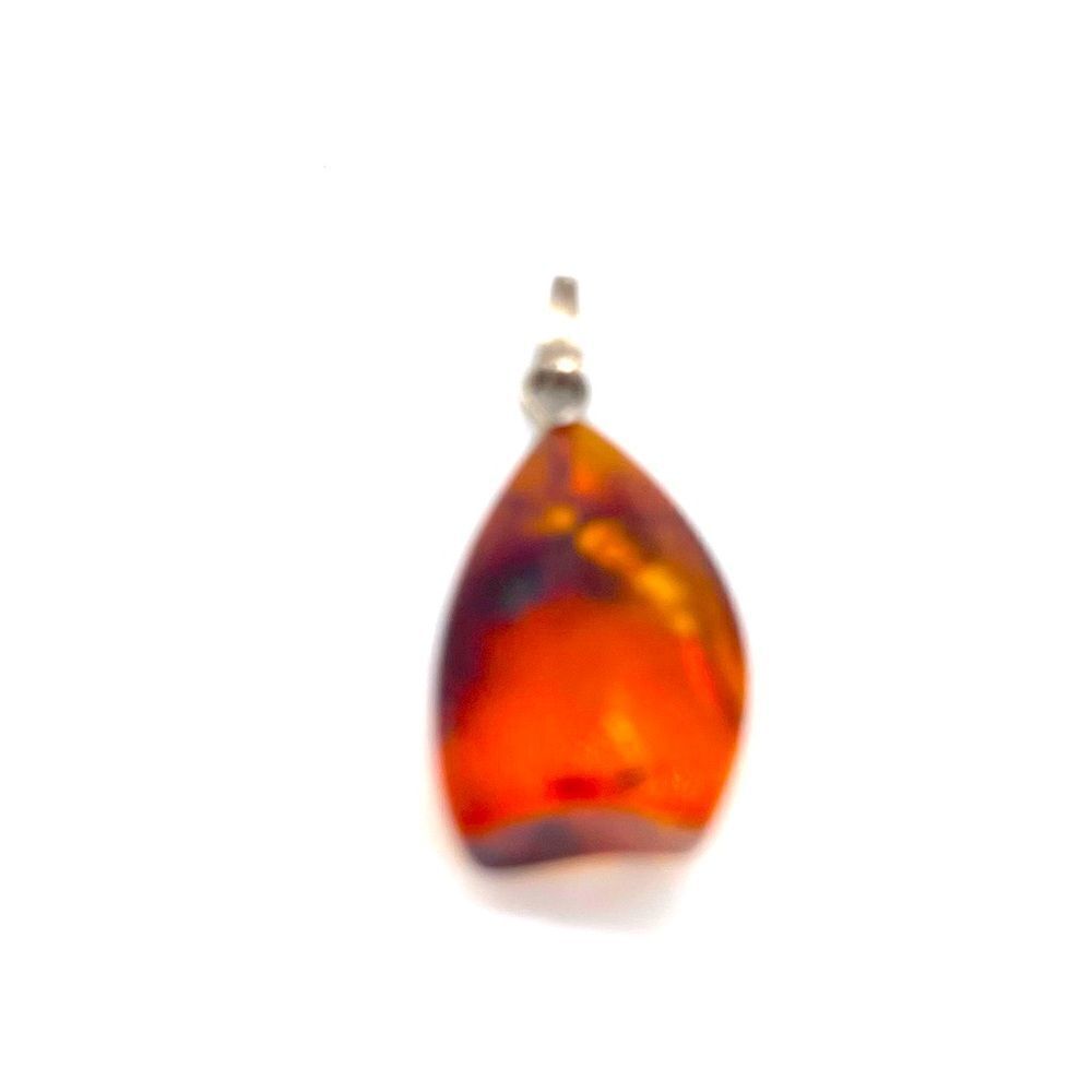 Amber Pendant with Silver-tone